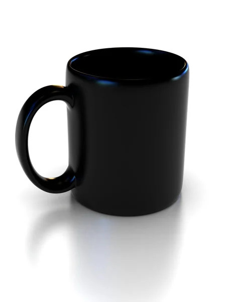 Lege zwarte cup op de witte — Stockfoto