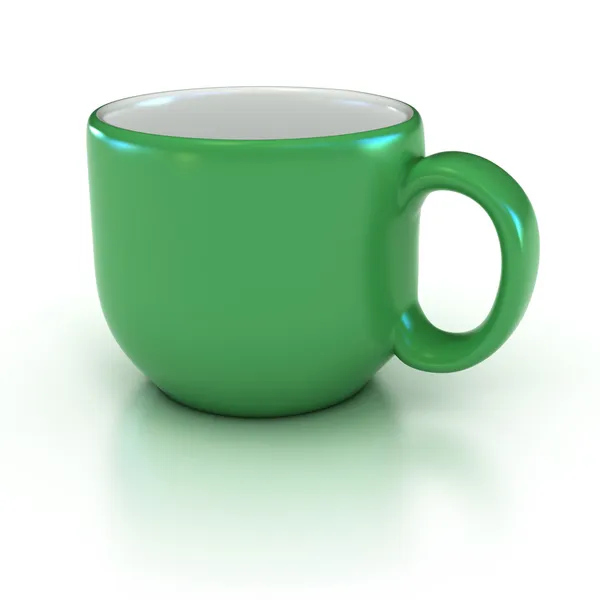 Blank, grønn kaffekopp på hvitt – stockfoto