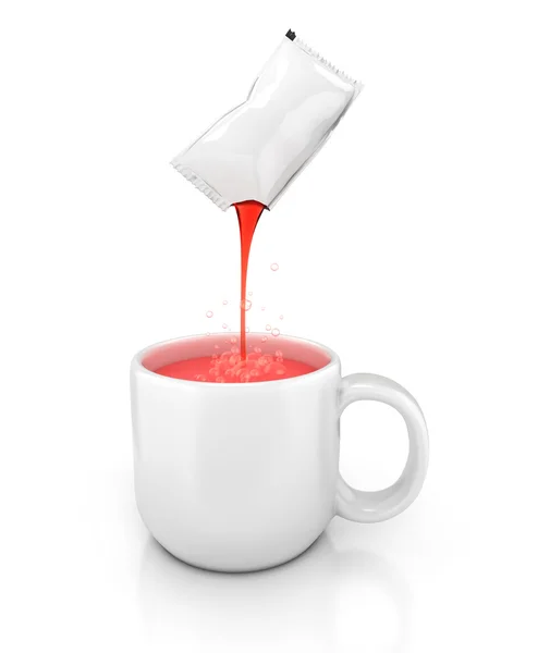 White cup and stick pack — Stock Photo, Image