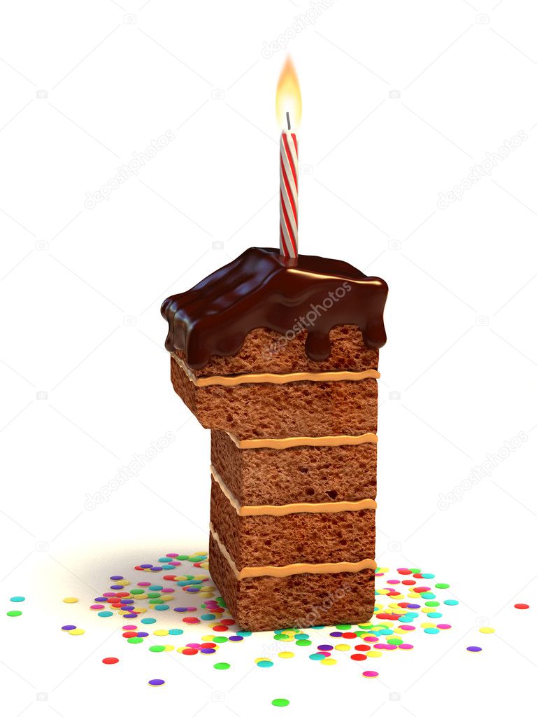 Number one shaped chocolate birthday cake