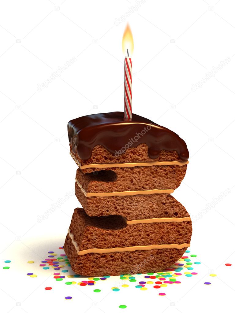 Number three shaped chocolate birthday cake