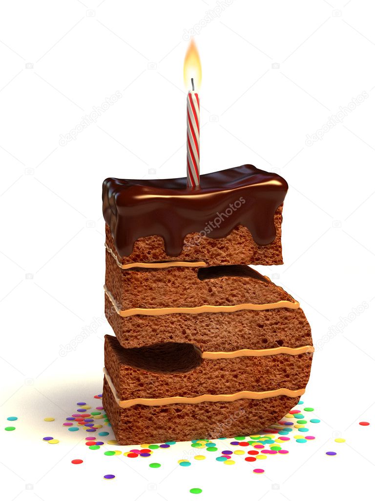 Number five shaped chocolate birthday cake