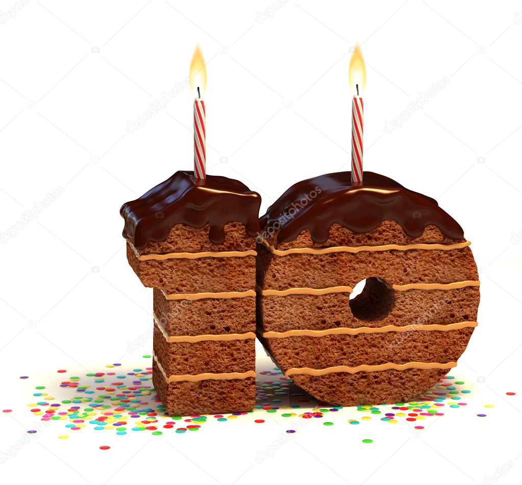 Chocolate birthday cake for a tenth birthday or anniversary celebration