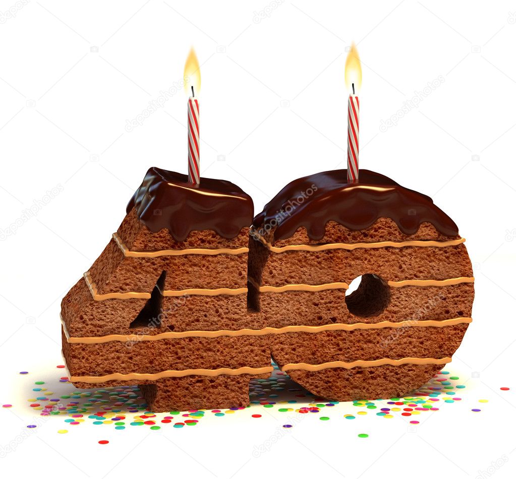 Chocolate birthday cake for a fortieth birthday or anniversary celebration