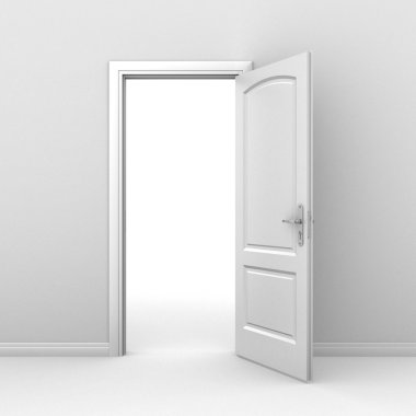 Open door over white background clipart