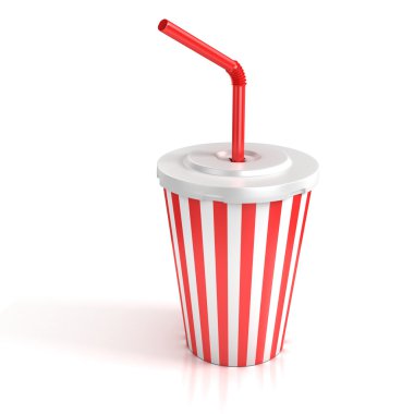 Fast food paper cup with red tube clipart