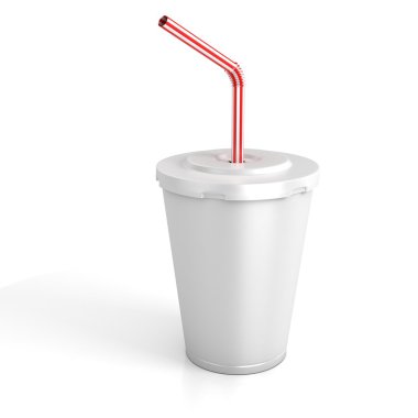 Fast food paper cup with red tube clipart