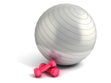 Fitness ball and weights clipart