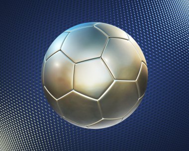 Metallic football (soccer ball) on the blue hi-tech background clipart