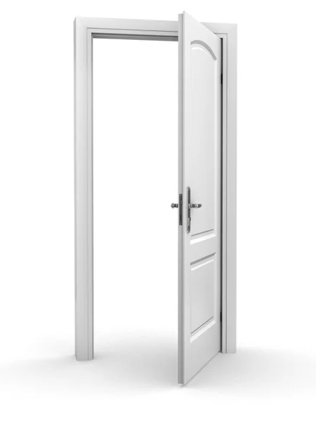 Offene Tür vor weißem Hintergrund — Stockfoto