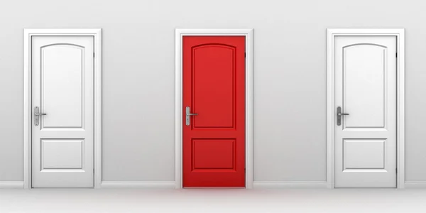 Conceito de porta vermelha escolha certa — Fotografia de Stock