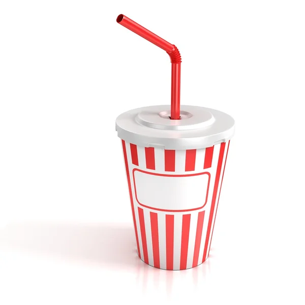 Taza de papel de comida rápida con tubo rojo —  Fotos de Stock