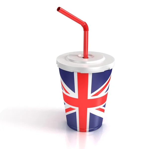 Rychlé občerstvení pohárek s vlajkou Velké Británie tisk — Stock fotografie