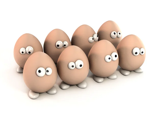 Lustige Eier als Cartoon — Stockfoto