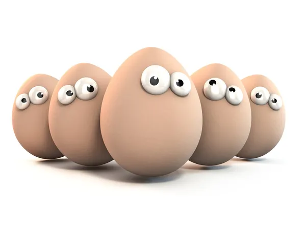 Pack de huevos divertidos como una caricatura — Foto de Stock