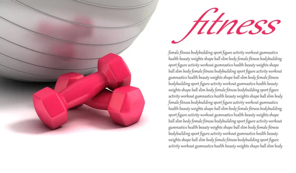 Fitness ball and weights isolated — Stock Photo, Image