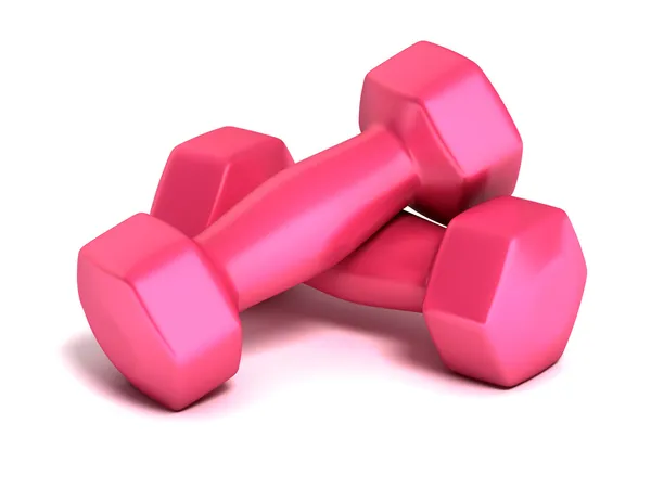 Pink dumbbell weights — Stock Photo, Image