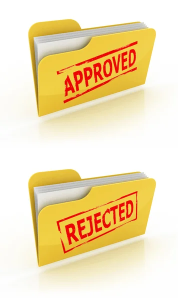 Ikony složky pro schválena, zamítnuta dokumentů — Stock fotografie