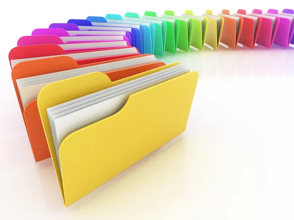 Many colorful folders on the white background — Stock Photo, Image
