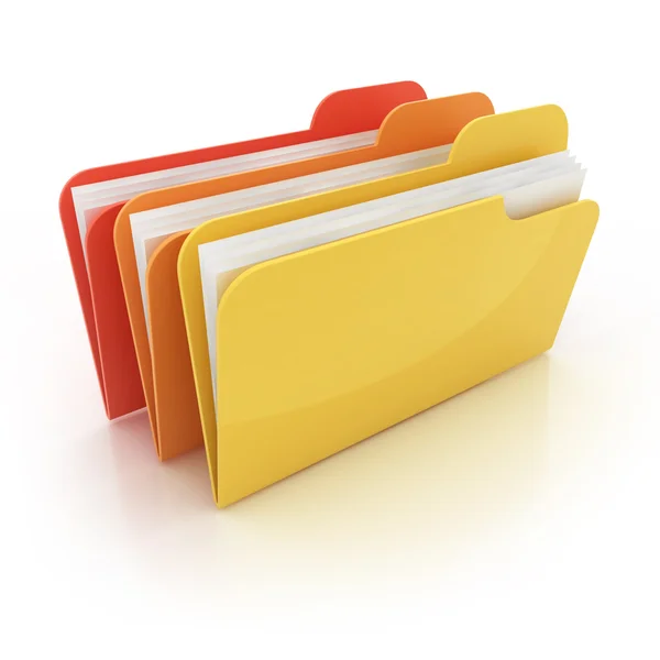 Colorful 3d folders icon on white background — Stock Photo, Image