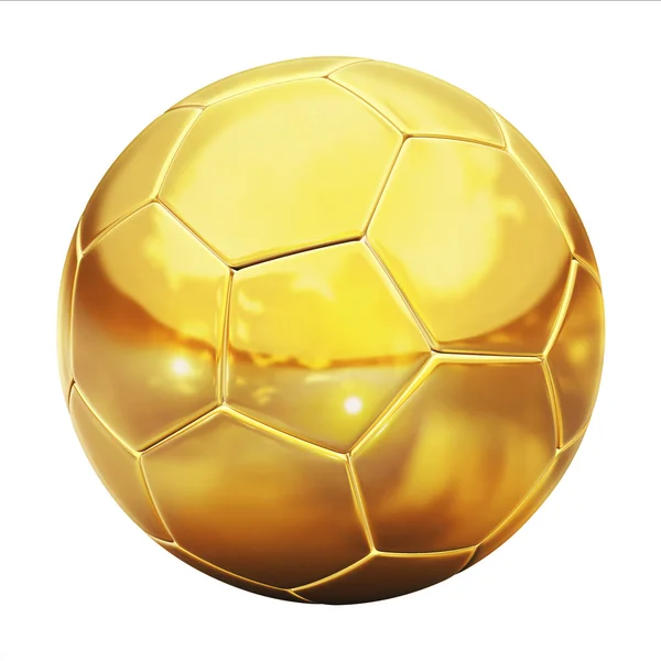 Zlatý fotbal (fotbalový míč) na bílém pozadí — Stock fotografie