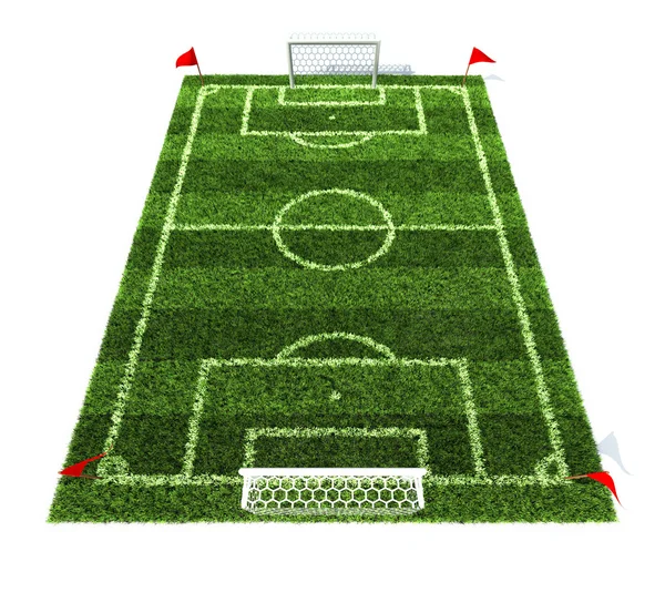 Fußballfeld isoliert auf weißem Hintergrund — Stockfoto