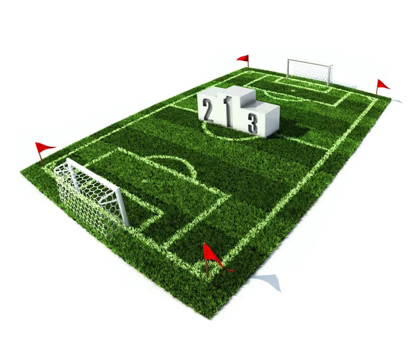 Подиум победителей на футбольном поле — стоковое фото