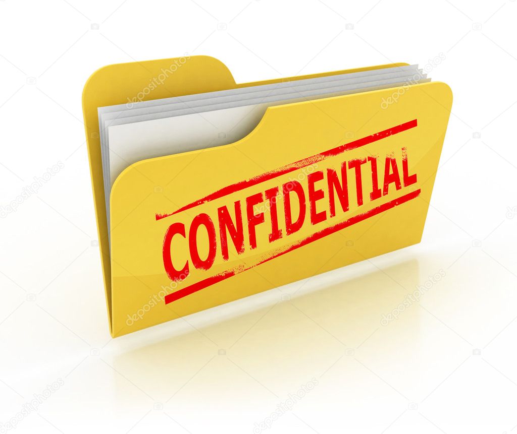 Confidential folder icon over the white background