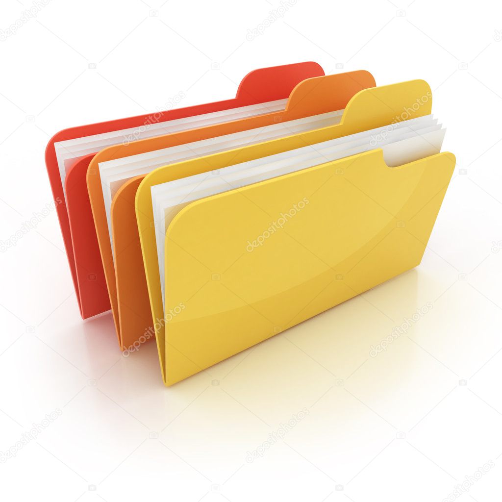 Colorful 3d folders icon on white background