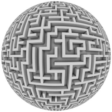 Labyrinth planet - endless maze with spherical shape clipart
