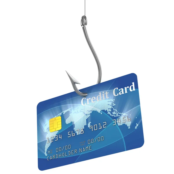 Kredi kartı ile balıkçılık kanca — Stok fotoğraf
