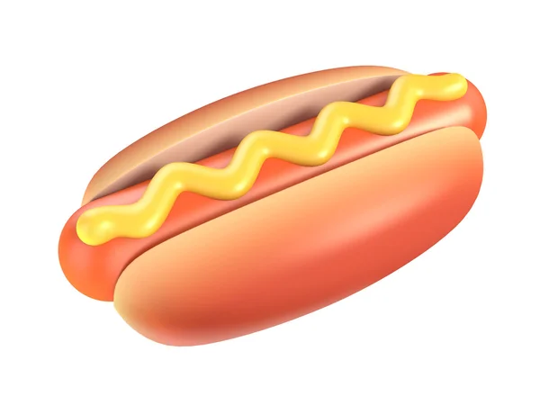 Hot dog z musztarda na białym tle — Zdjęcie stockowe