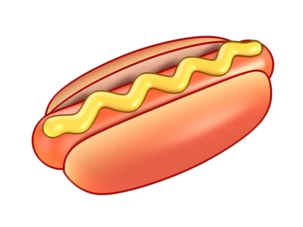 Hot Dog mit Senf auf dem weißen — Stockfoto