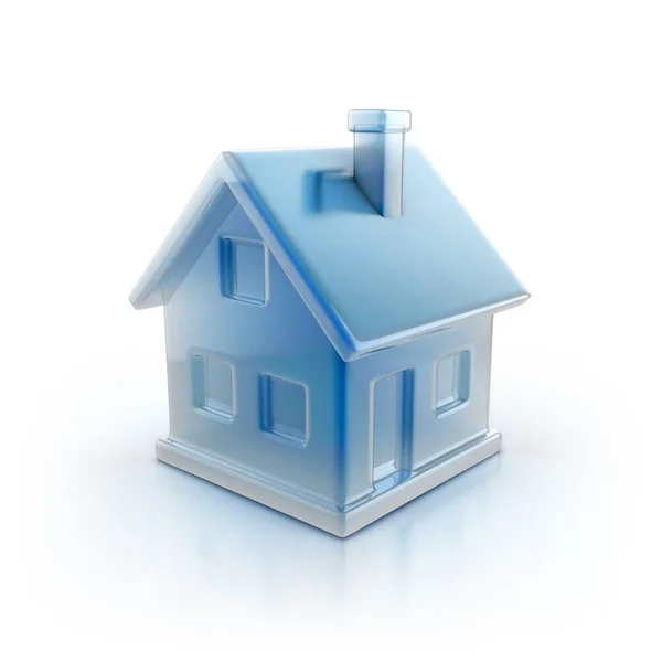 Blue house icon 3d illustration — Stock Photo, Image