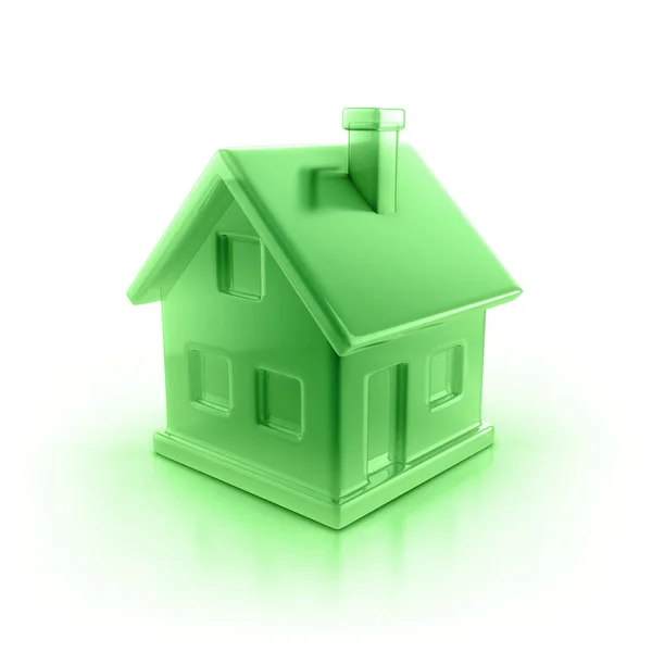 Icono de casa verde 3d ilustración —  Fotos de Stock
