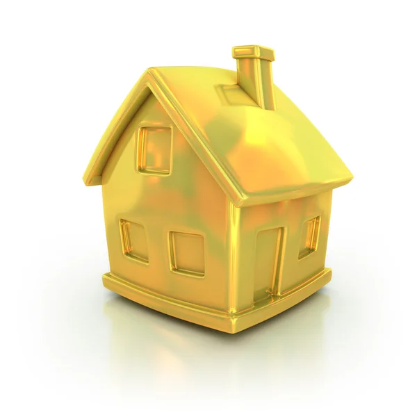 Gouden huis 3D-pictogram — Stockfoto