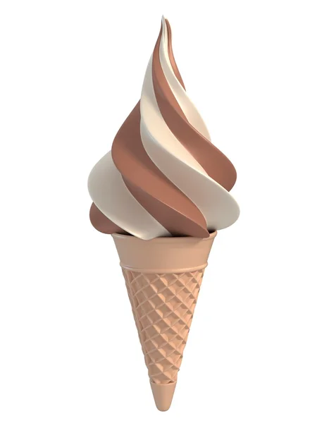 巧克力冰淇淋白上孤立 — 图库照片
