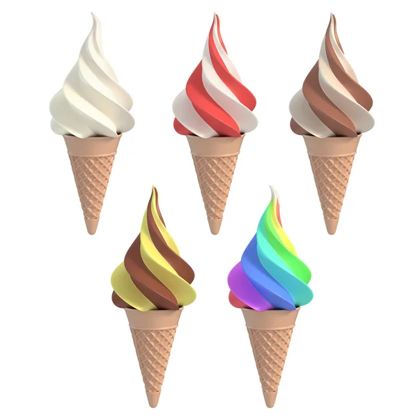 Sada různých příchutí zmrzliny — Stock fotografie