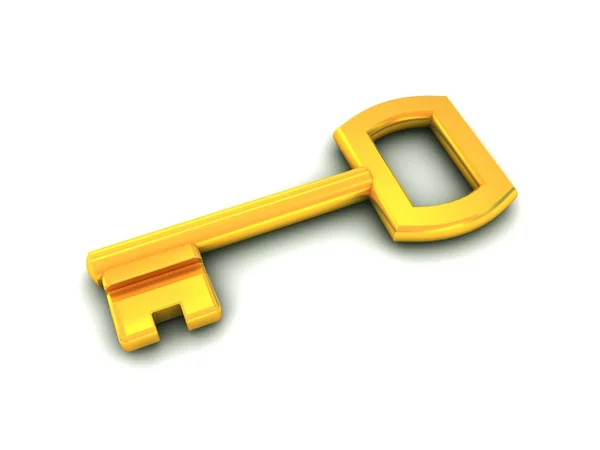 Goldener Schlüssel auf weiß — Stockfoto