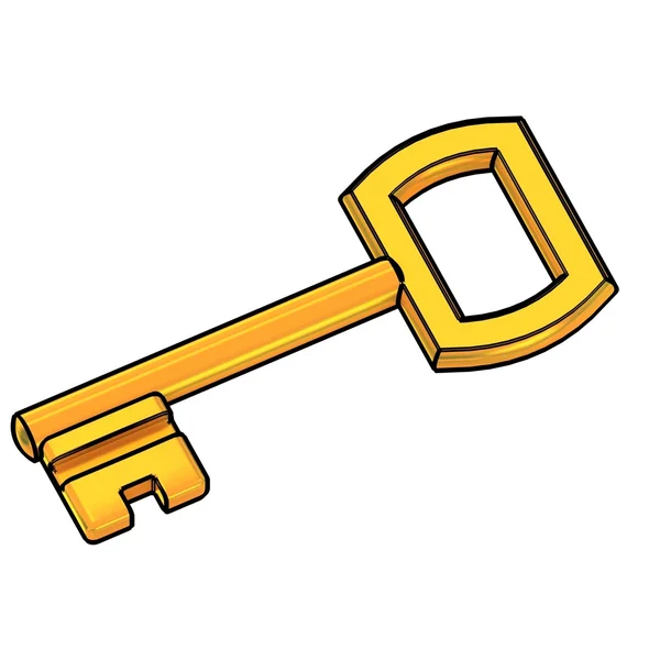 Golden key on white background — Stock Photo, Image