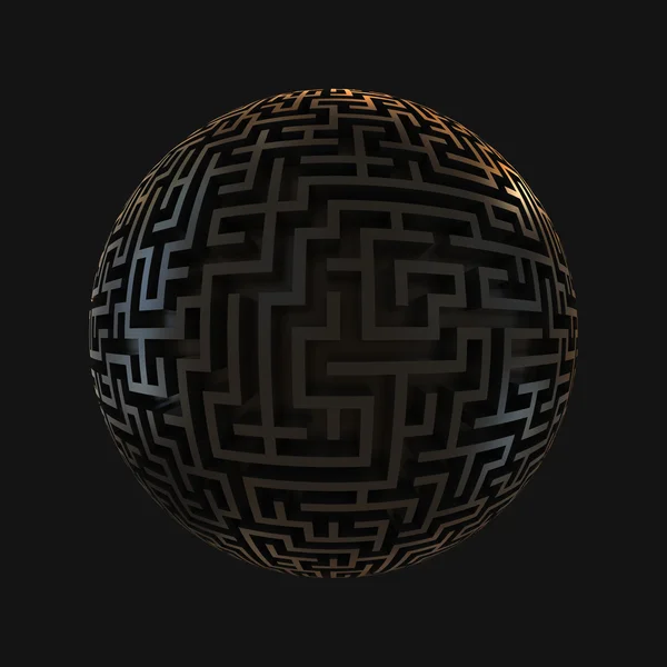 Planeta labirinto labirinto sem fim com forma esférica — Fotografia de Stock
