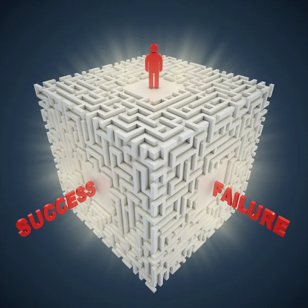 Labirinto 3d - conceito de fracasso de sucesso — Fotografia de Stock