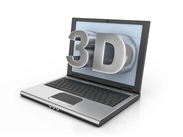 3d ready notebook - 3d letters pop out of the screen — Stock Photo, Image