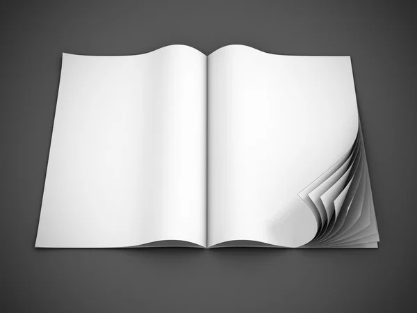 Lege tijdschrift met curl binnenwerk - paginasjabloon openen voor design lay-out — Stockfoto