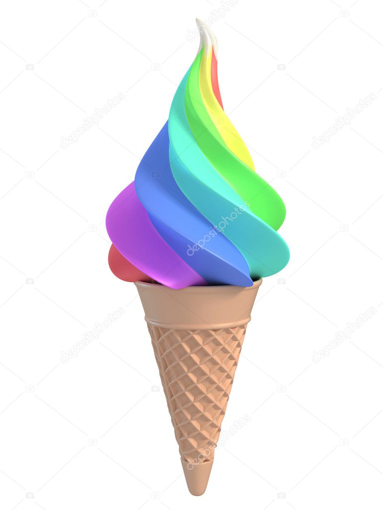 Ice cream in the colors of rainbow