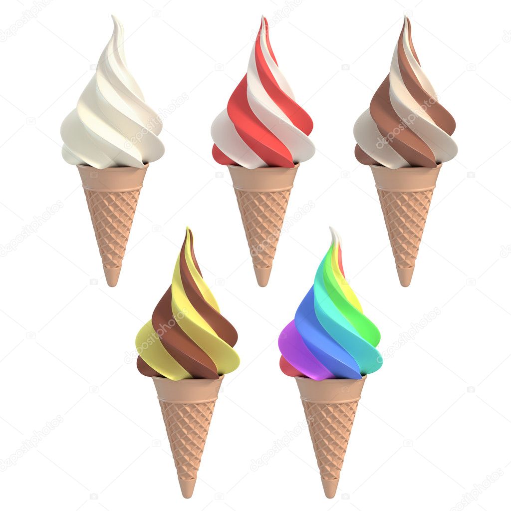 Set of different flavors of ice cream