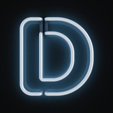 Neon font letter d clipart