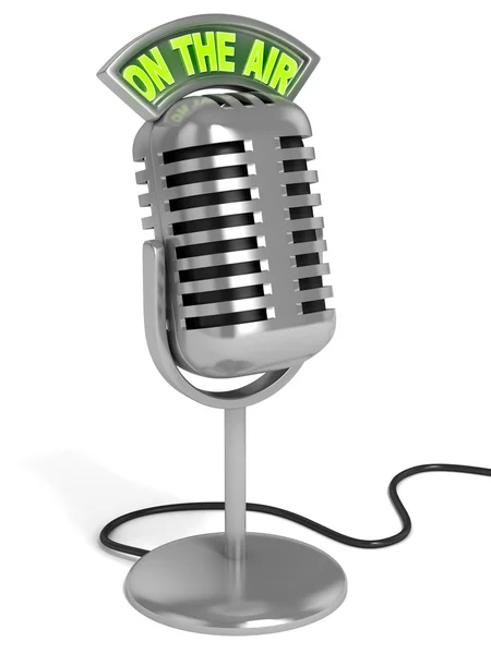 Radio microphone with "on the air" sign on top — Stock Photo, Image