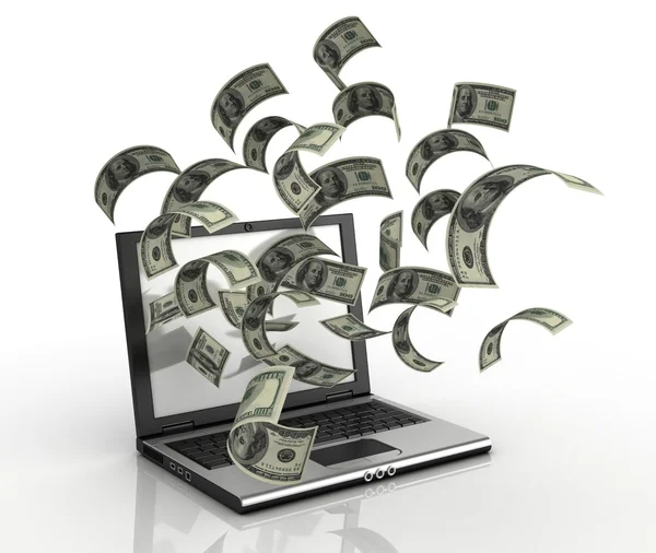 Geld verdienen via het internet 3D-concept — Stockfoto