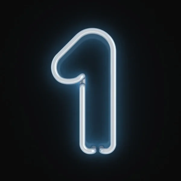 Neon font number one — Stock Photo, Image